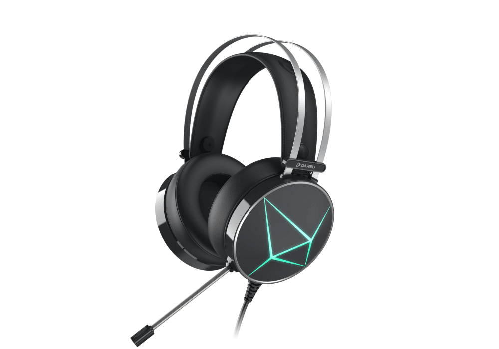 Гарнитура игровая проводная Dareu EH722X Black (черный), подсветка RGB, подключение USB